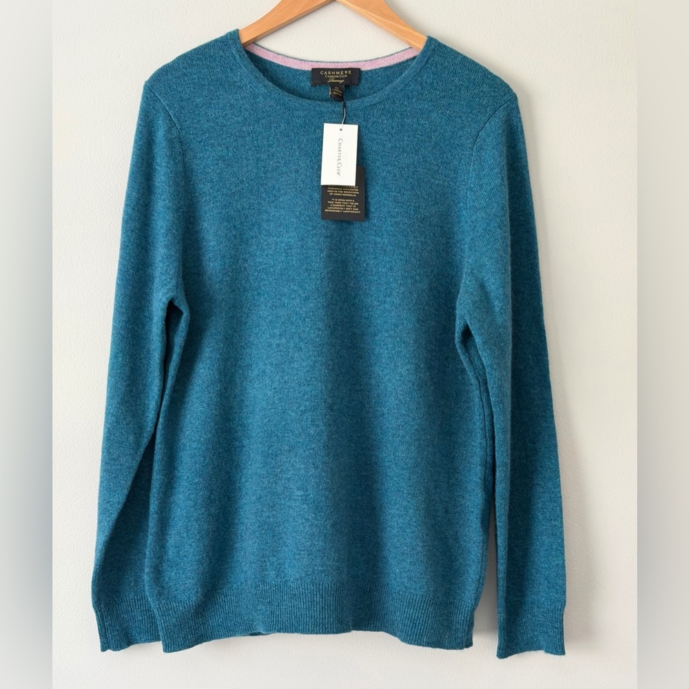 Charter Club Luxury 2-ply
Cashmere Women's
Sweater Heathered Teal NWT XL